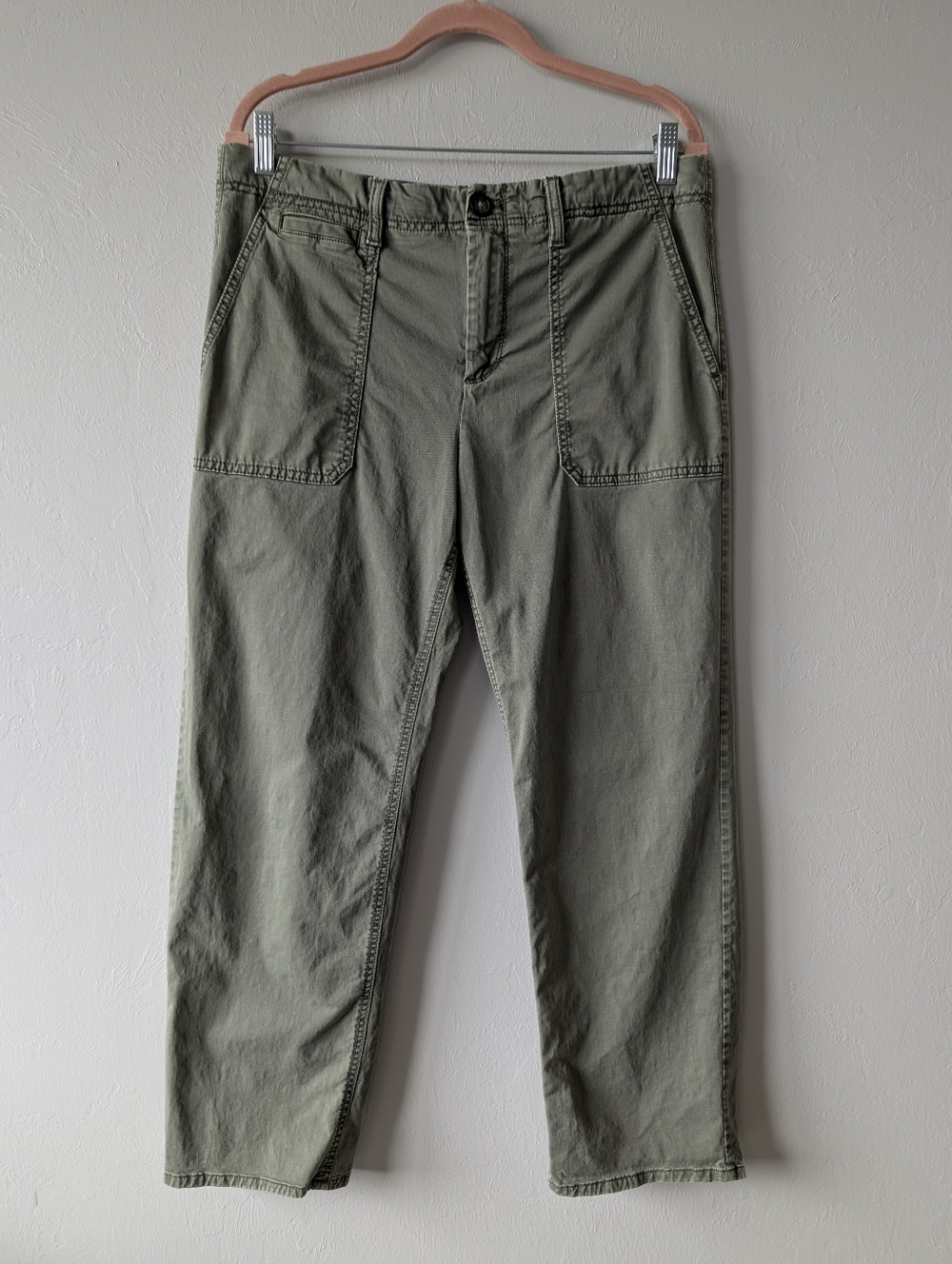 Banana Republic Olive Green Straight-Leg Pants Chino Boyfriend Utility Size 12